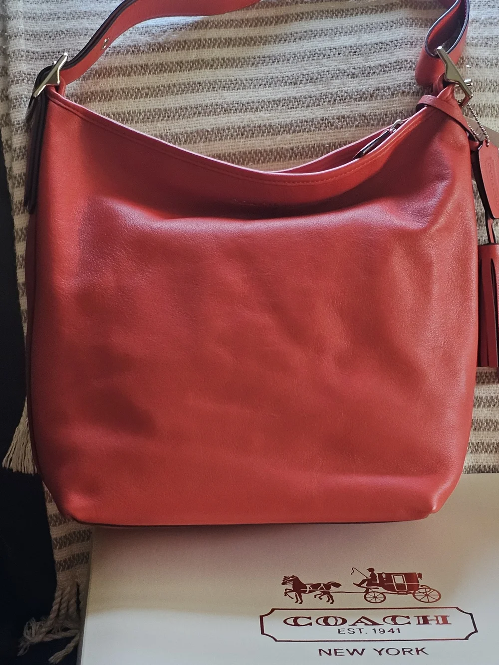 Coach Red Leather Hobo Bag